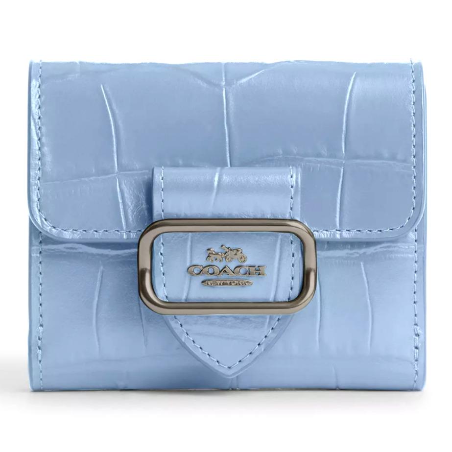 Coach Small Morgan Wallet - CM263 Cornflower Blue Crocodile Embossed Leather