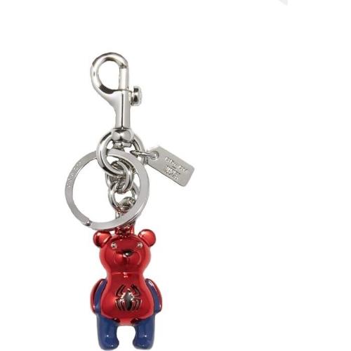 Coach x Marvel Spiderman Bear Bag Charm Fob Keychain Silver Red Blue Limited