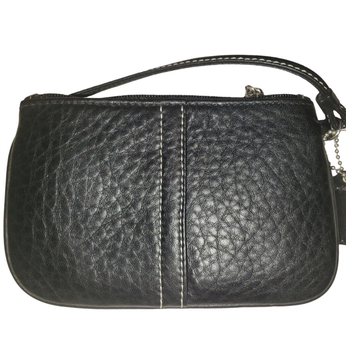 Coach Pebbled Leather Black Wristlet F42389