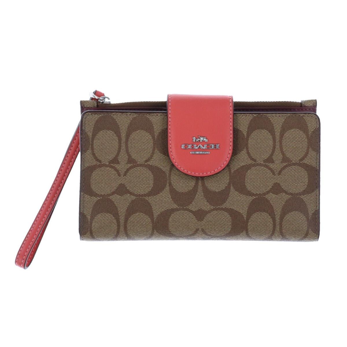 Coach Women`s Tech Wallet Colorblock Signature Canvas Phone Card Holder Clutch