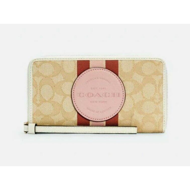 Coach Dempsey Large Phone Wallet IN Signature Jacquard with Stripe and Patch