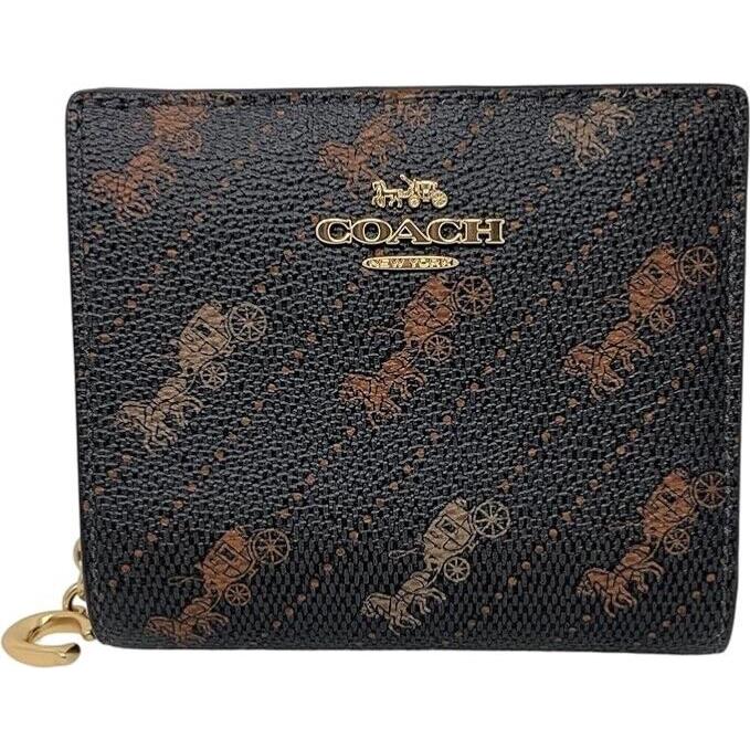 Coach Horse and Carriage Print Snap Wallet Brown Black Style No.C4104