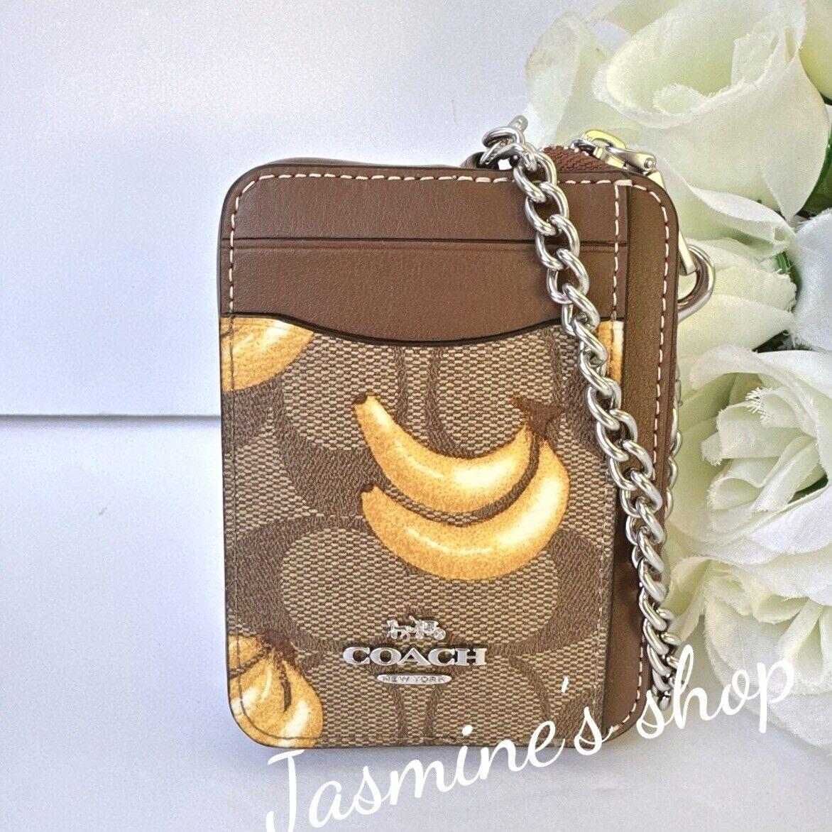 Coach Zip Card Case In Signature Canvas with Banana Print CR833