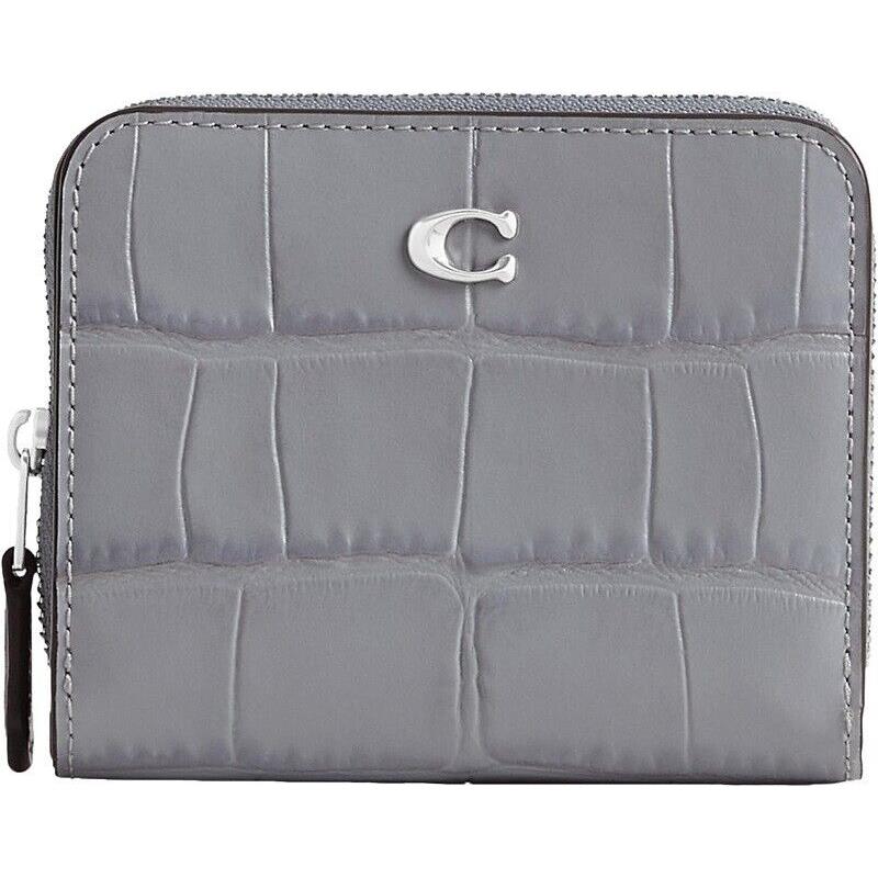 Coach Women`s Embossed Croc Billfold Wallet Grey/blue