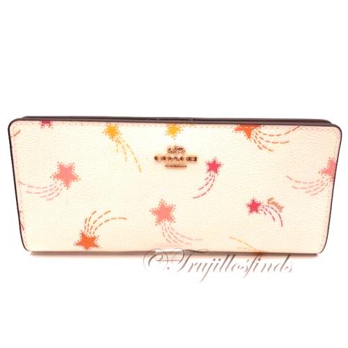 Coach Slim Zip Wallet with Shooting Star Print Chalk Multi CF330 P2