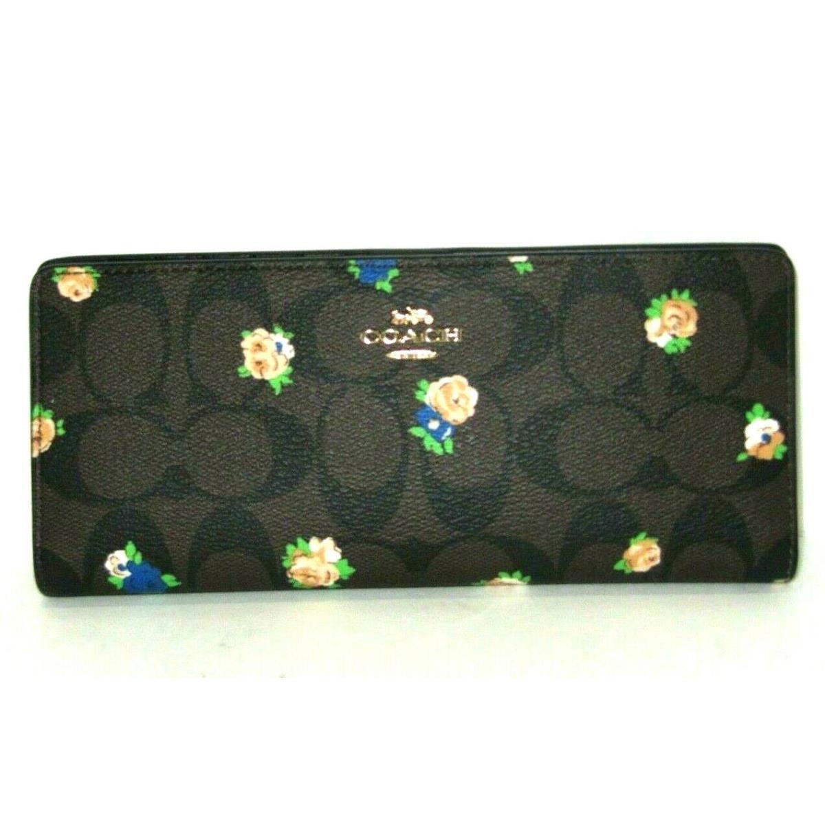 Coach C7383 Floral Slim Wallet Signature Canvas Vintage Mini Rose Print