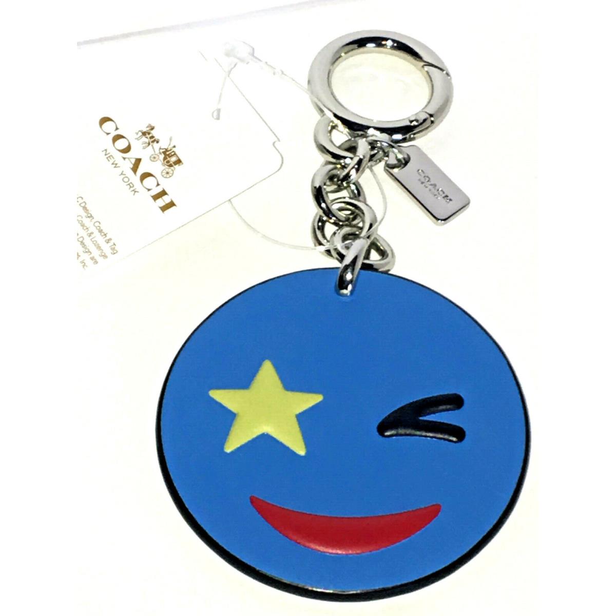 Coach Leather Winky Emoji Hangtag Bag Purse Charm Key Fob Carabiner Keycha