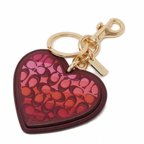 Coach Signature Stripe Heart Key Fob Bag Charm 84593