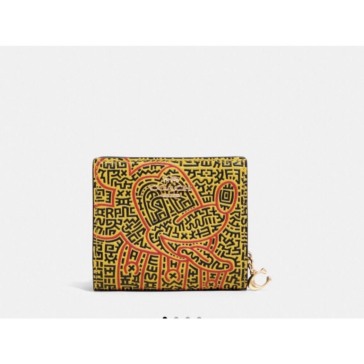 Coach C7446 Disney Mickey Mouse X Keith Haring Maze Leather Snap Wallet