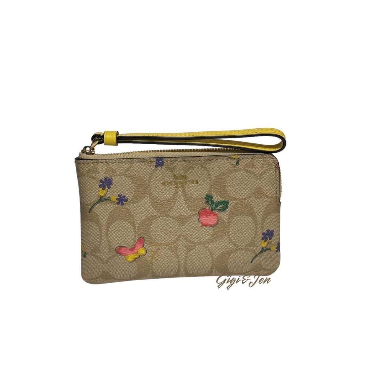 Coach Corner Zip Wristlet In Signature Canvas with Dreamy Veggie Print