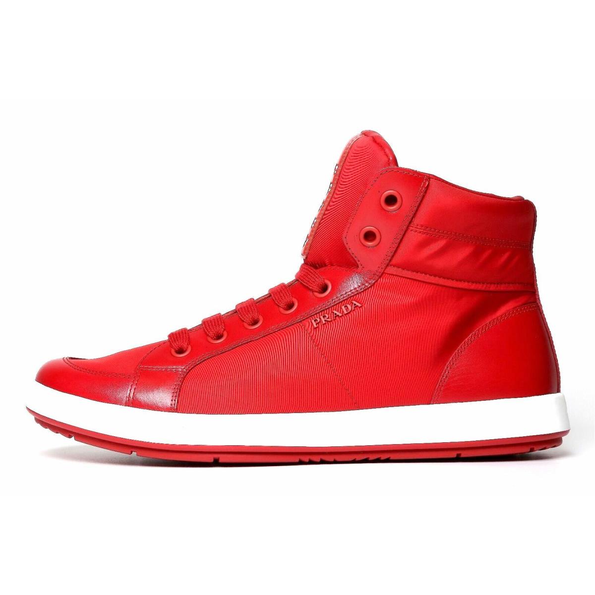 Prada Men`s Red High Top Fashion Sneakers N4196 Size 7 UK / 8 US