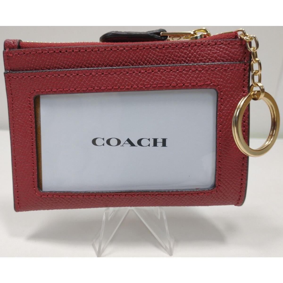 Coach Pass Case Leather Red Women 88250 Fragment Case with Key Ring