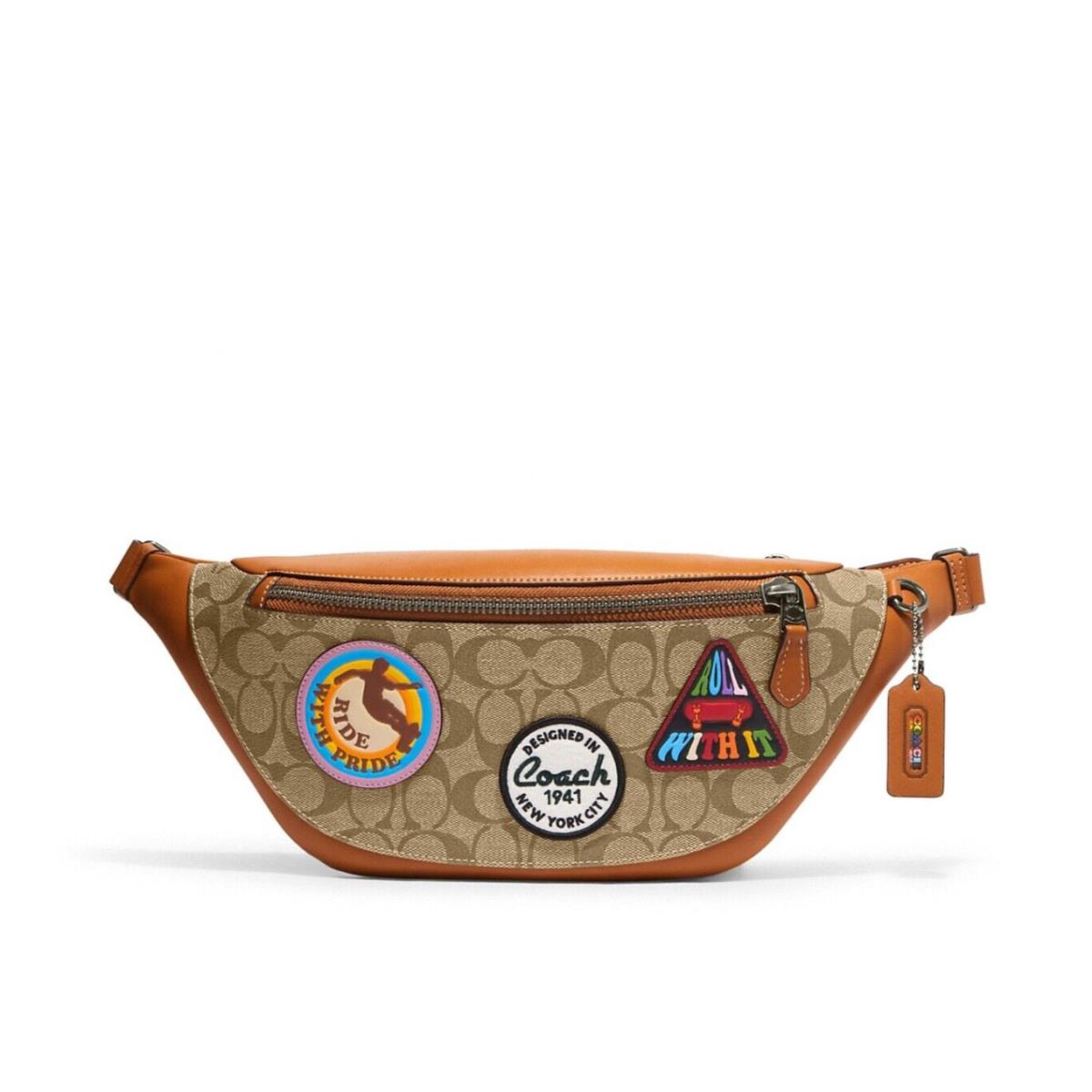 Coach Warren Belt Bag In Signature Canvas with Pride Patches Khaki Multi CJ513