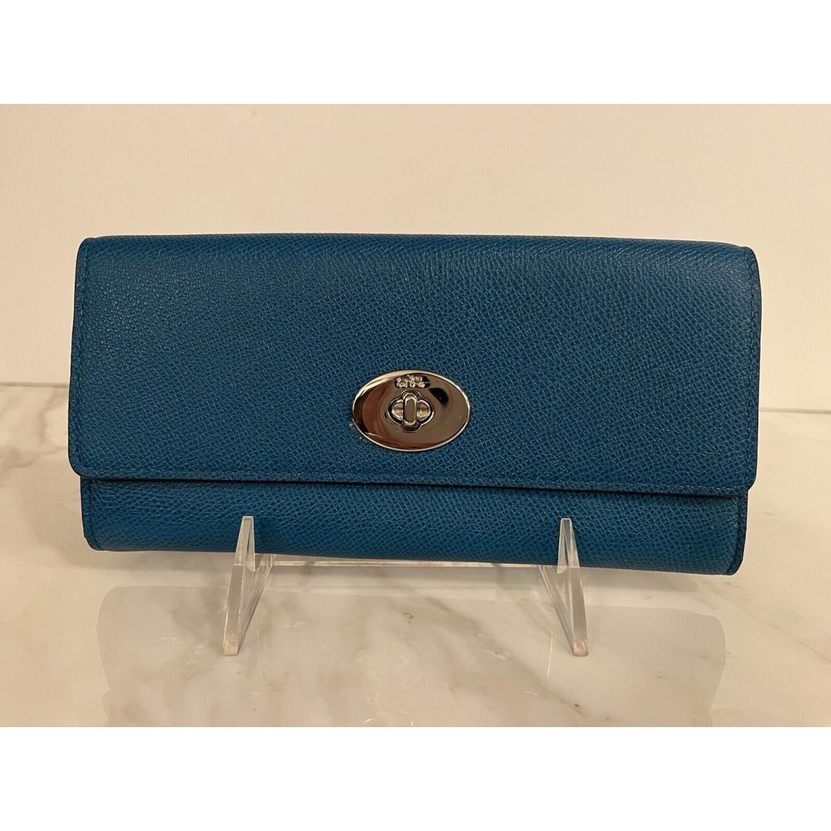 Coach Slim Pop Up Teal Purple Wallet