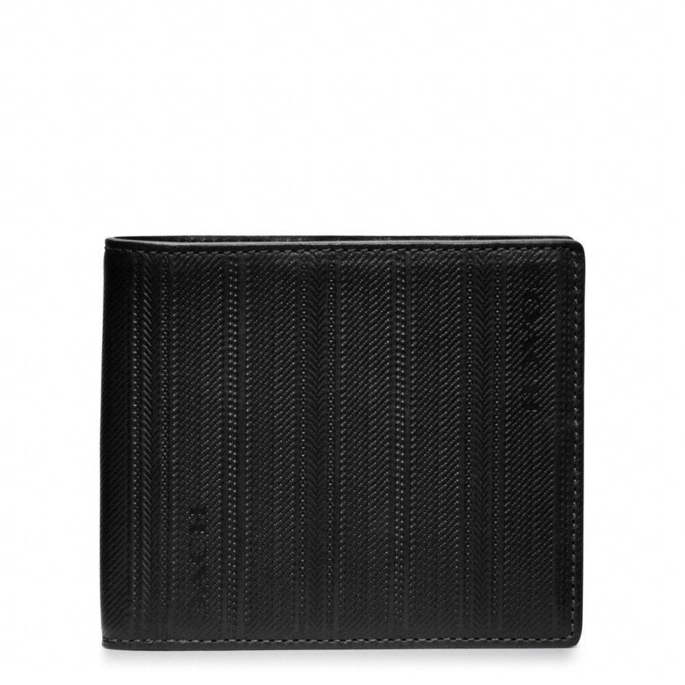 Coach Bleecker Embossed Leather Slim Billfold Black Wallet 74380