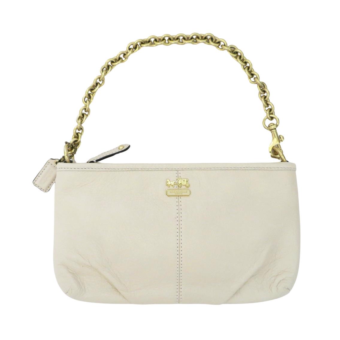 Coach Madison Magenta Ivory White Leather Large Clutch Wristlet Purse