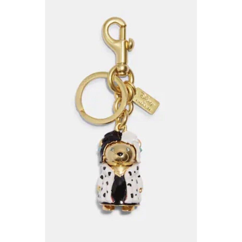 Coach x Disney Cruella Bear Bag Charm Key Chain Metal Key Ring Fob