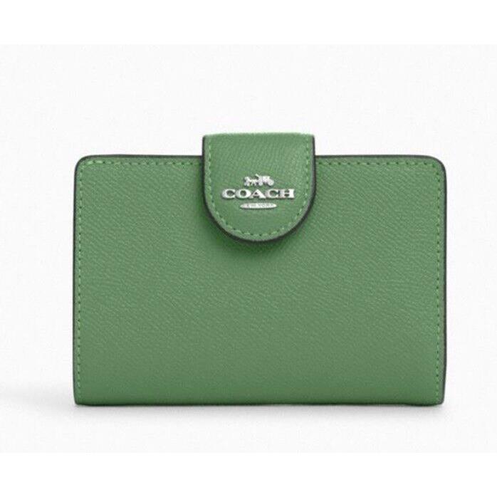 Coach 6390 Medium Corner Zip Leather Soft Green