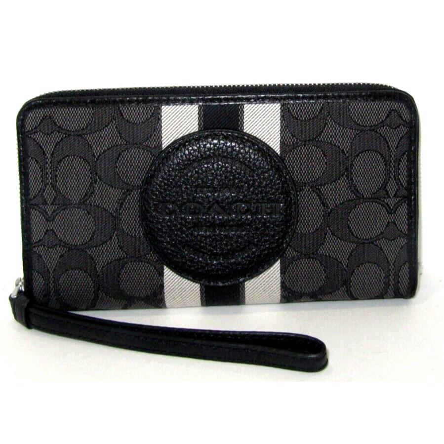 Coach C9073 Dempsey Patch Large Phone Wallet Smoke Signature Black Leather