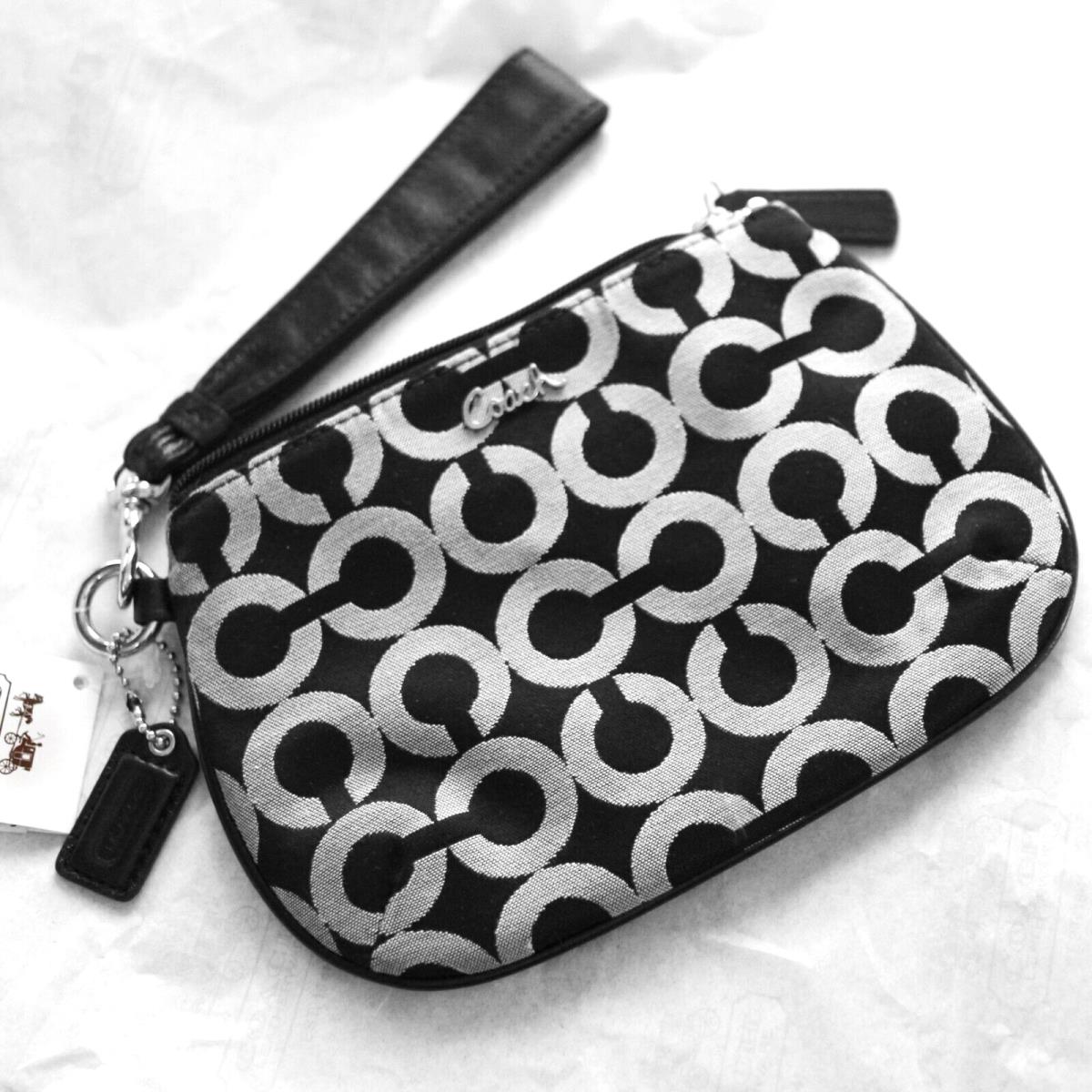 Coach 45277 Signature OP Art Black and White Wristlet