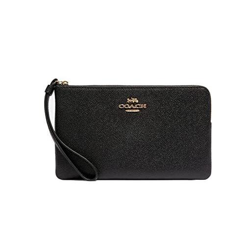 Coach Women`s Large Corner Zip Wristlet One Size Gold 3888 /black