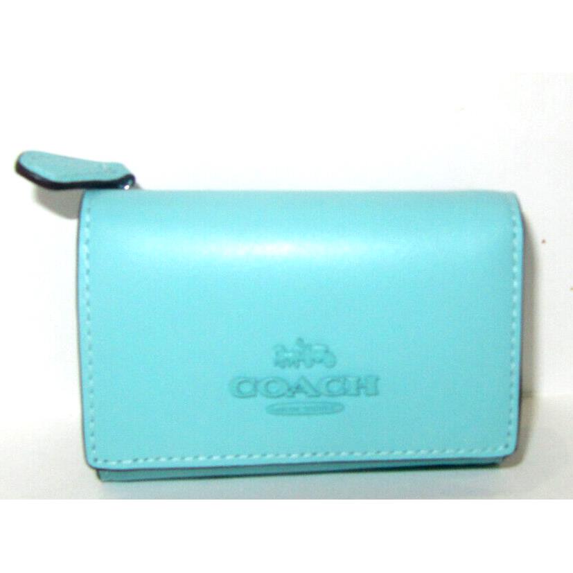 Coach CP260 Micro Small Trifold Wallet Faded Blue Smooth Leather