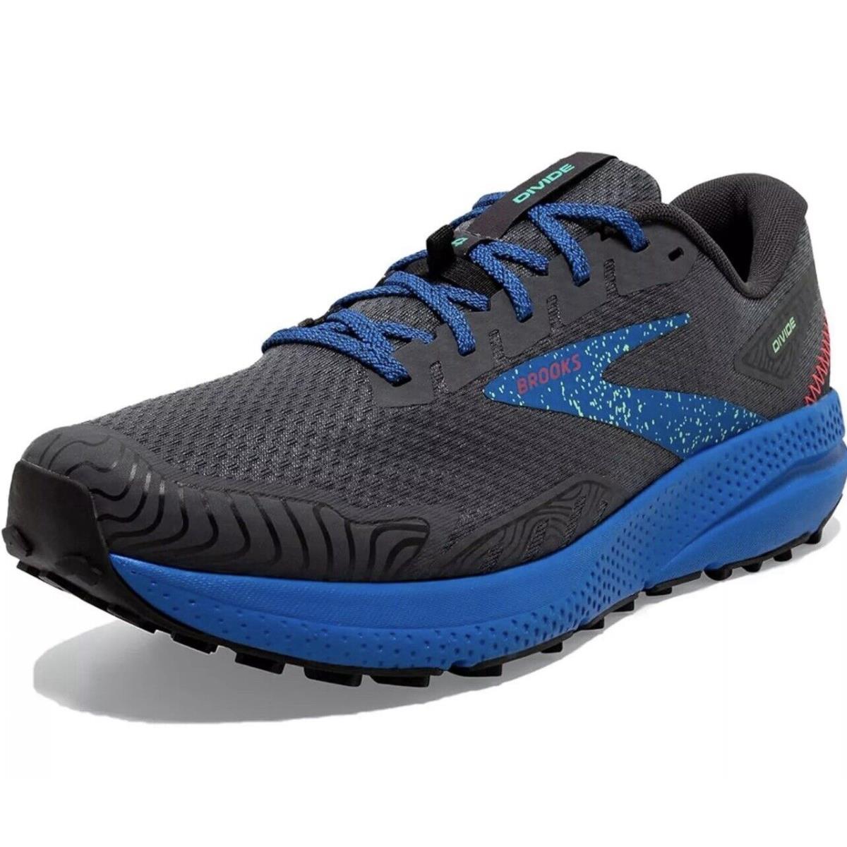 Brooks Men s Divide 4 Trail Running Shoe Ebony/black/victoria Blue Size 8.5