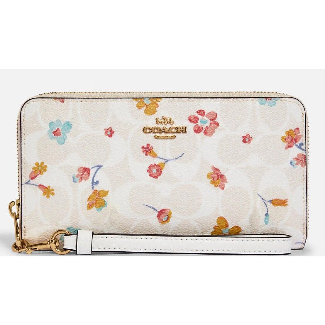 Coach Signature Pink Floral Zip Around Wallet Bag - Manufacture Packaging