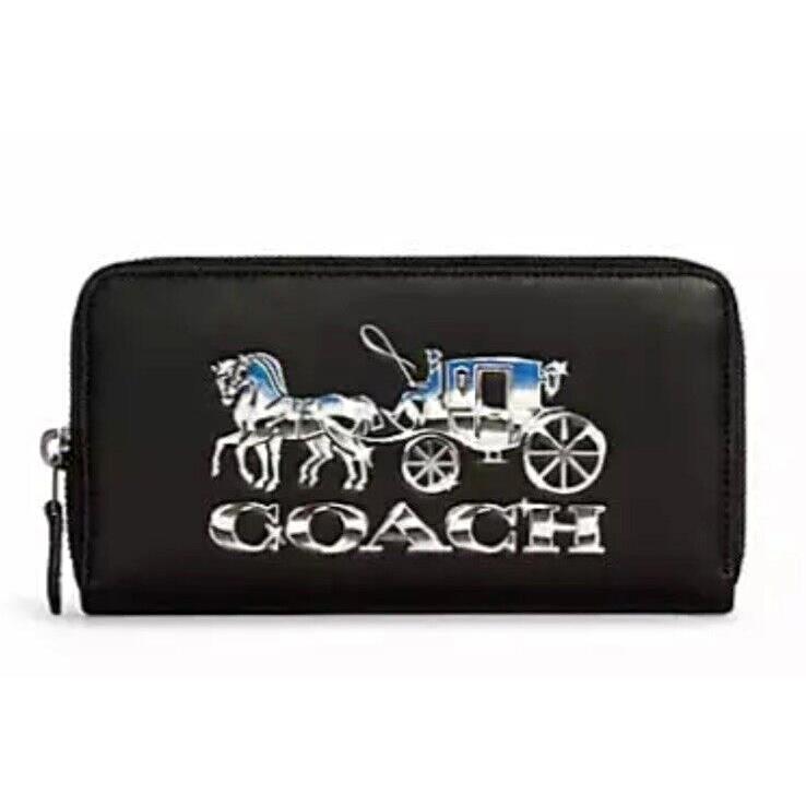 Coach C7014 Accordion Wallet with Horse and Carriage Leather Black Multi