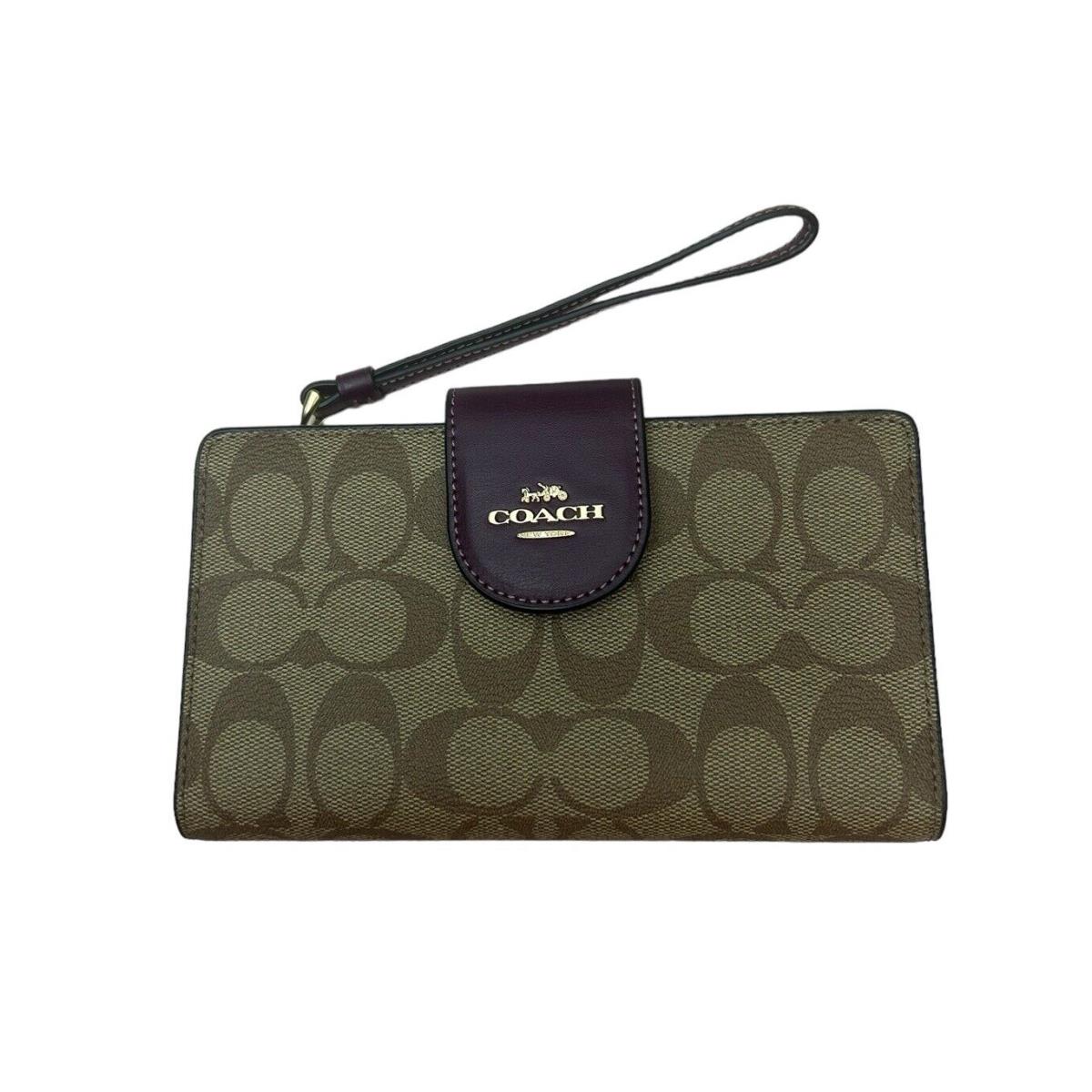 Coach Wristlet Wallet Women Bag Deep Berry Logo