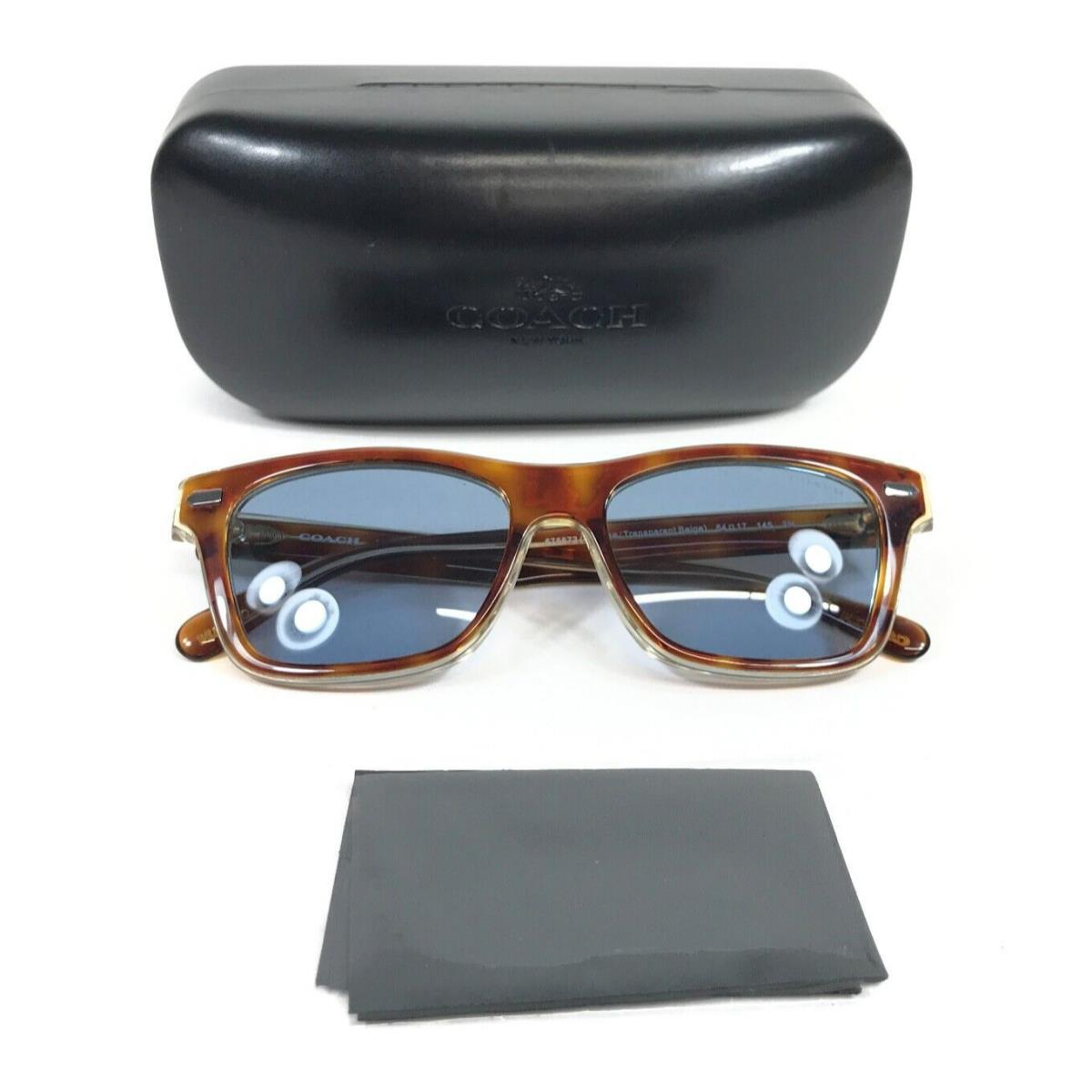 Coach Sunglasses HC8371U CH583 575672 Tortoise/transparent Beige w/ Blue Lenses