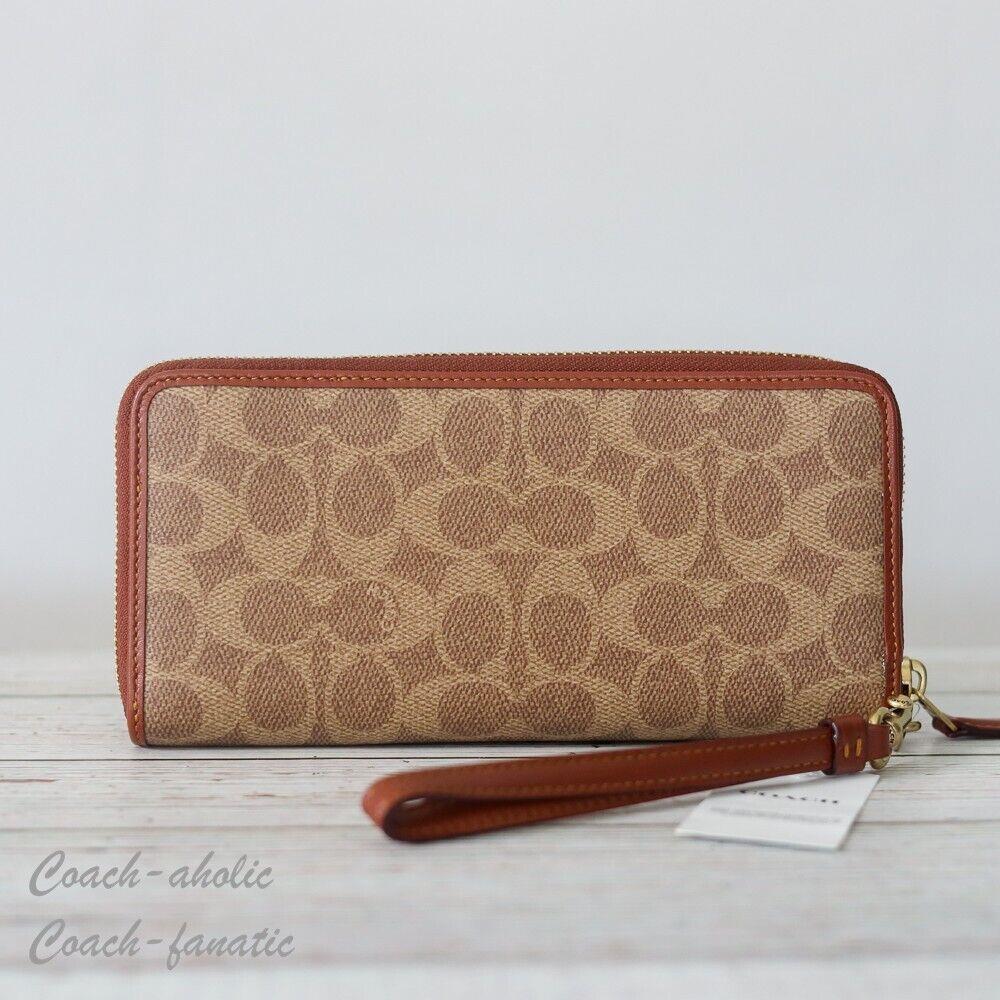 Coach C7162 Continental Long Zip Around Wallet Wristlet In Signature Canvas