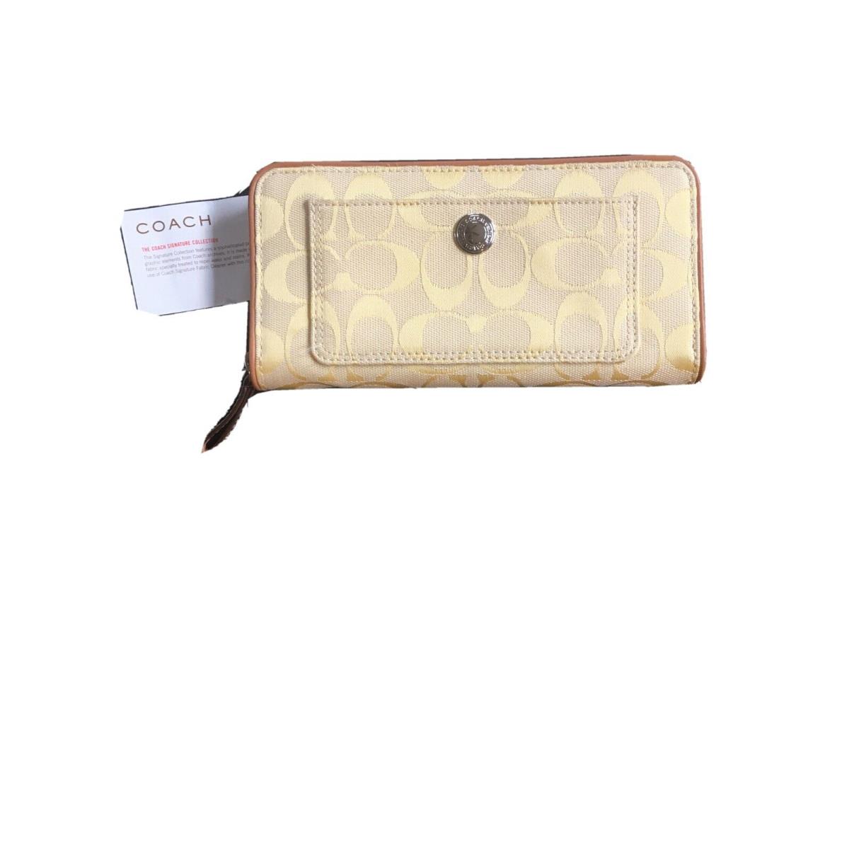 Coach Women`s Wallet Gold Signature Accordion Zip Around Wallet