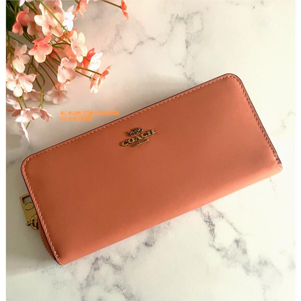 Packaging Coach Light Coral Smooth Leather Slim Zip Around Wallet