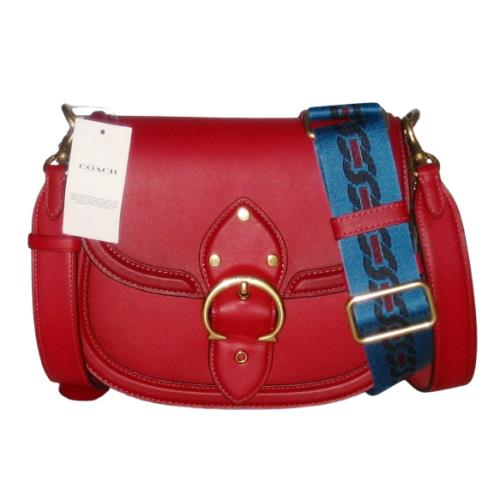 Coach Glovetanned Leather Beat Saddle Shoulder Bag Crossbody Red