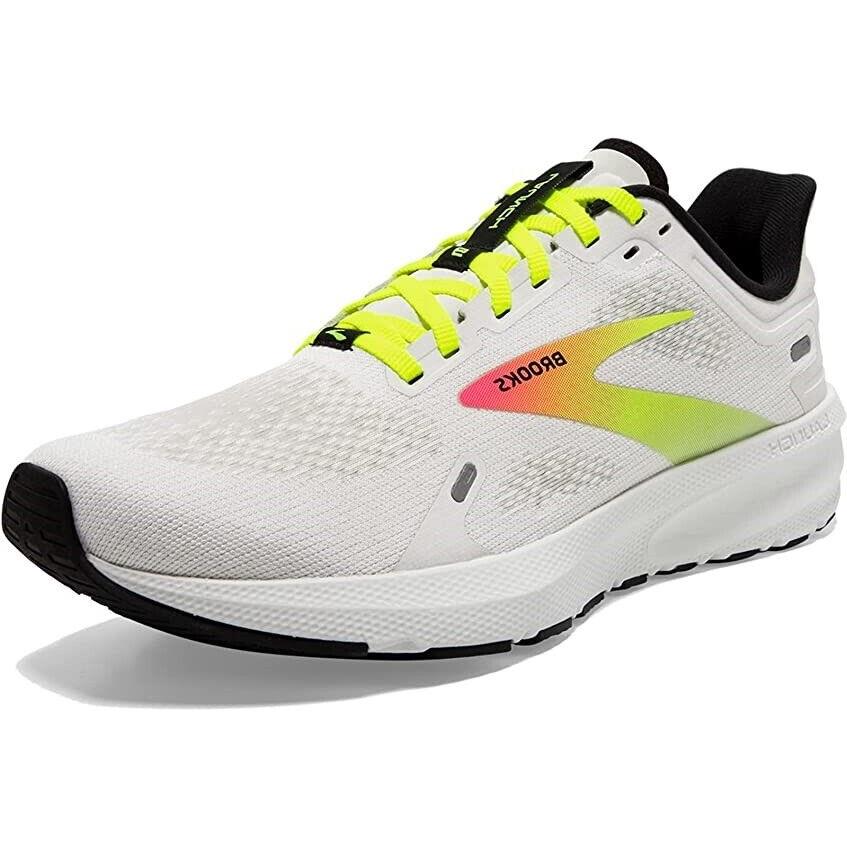 Brooks Women`s Launch 9 Neutral Running Shoes White Pink Yellow Size 12