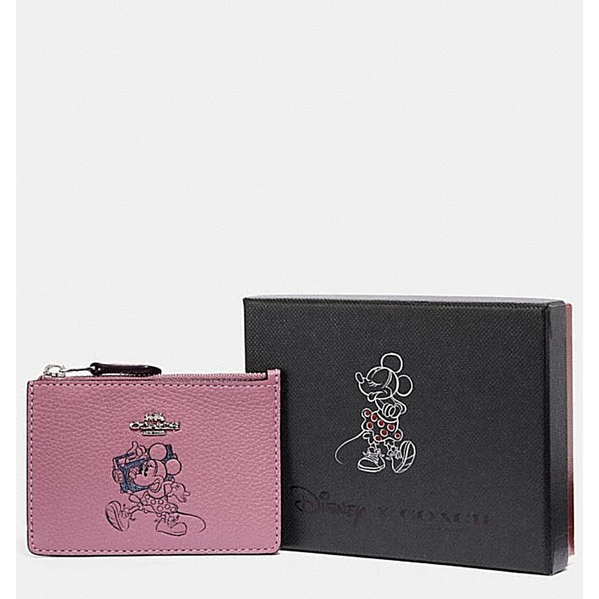 Coach X Disney Minnie Mouse Motif Mini Skinny ID Wallet Pink Gift Box 37536B