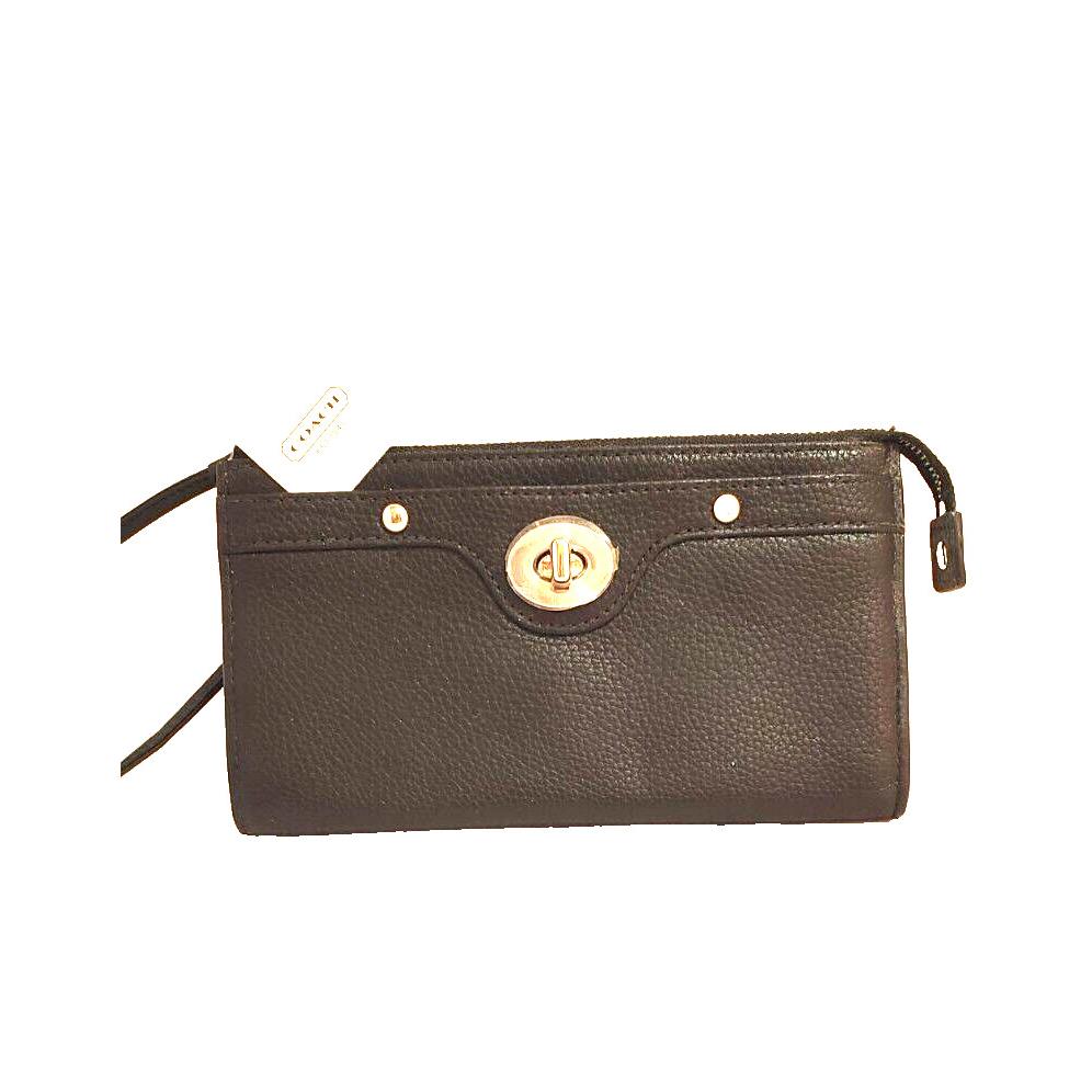 Coach Black Leather Wallet Wristlet F45647 4750