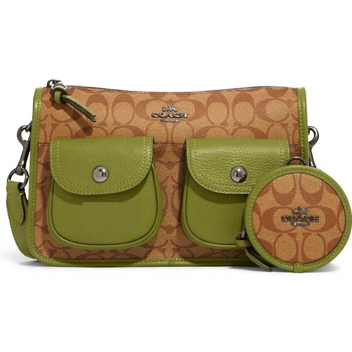 Coach Pennie Crossbody with Coin Case In Signature Canvas Olive Green