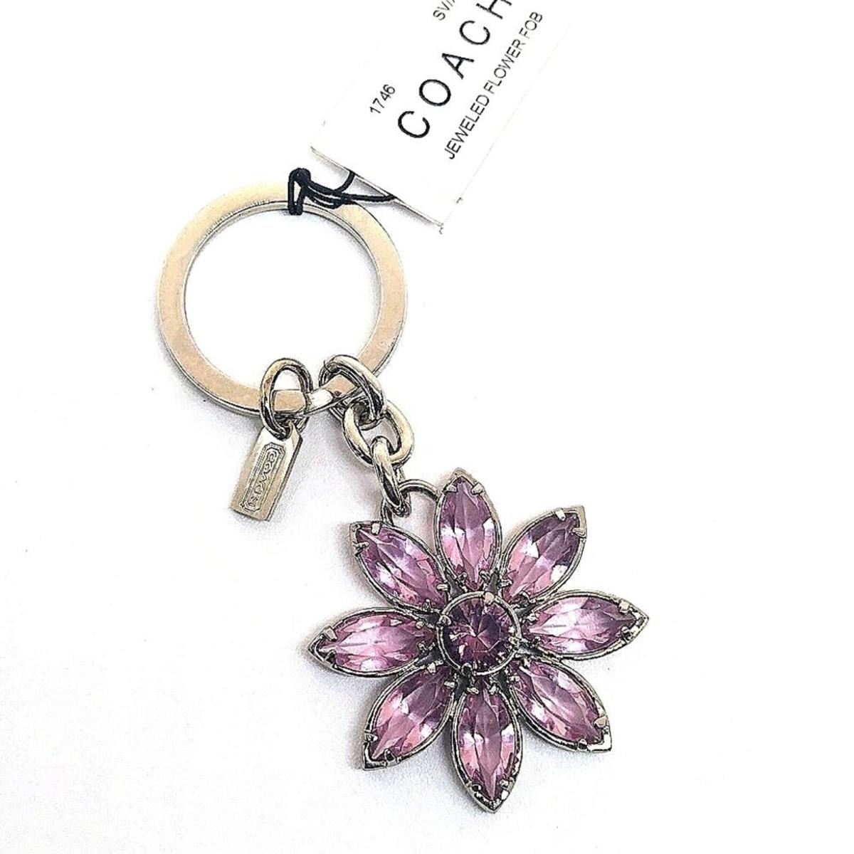 Vintage Coach Purple Daisy Glass Crystal Purse Charm Keychain 1746