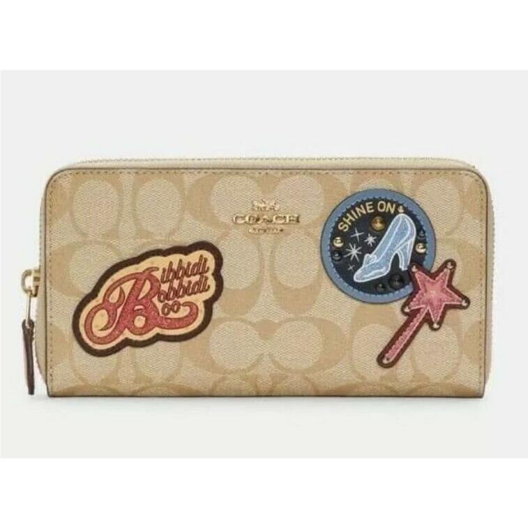 Coach x Disney Women`s Signature Canvas Disney Patches Accordion Zip Wallet