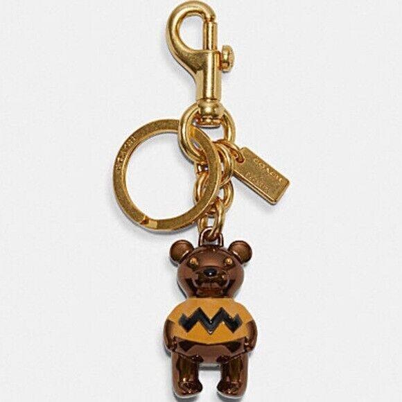 Coach X Peanuts Charlie Brown Bear Bag Charm Key Ring 5398 Rare