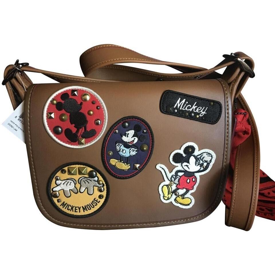 Coach/disney Mickey Patches Patricia Saddle Calf Leather Shoulder Bag 59373