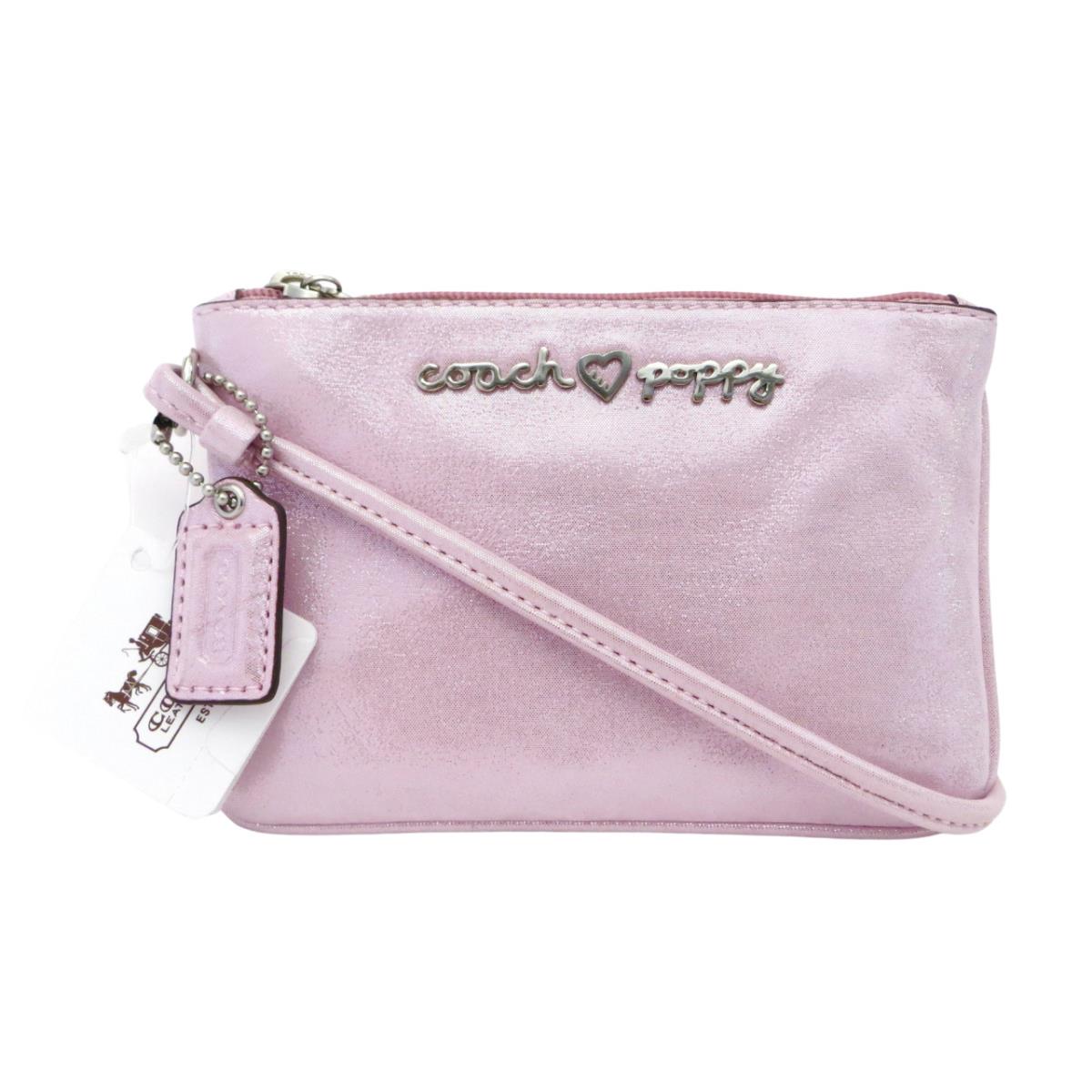 Coach Poppy Heart Shimmering Pink Leather Wristlet Wallet Very Rare