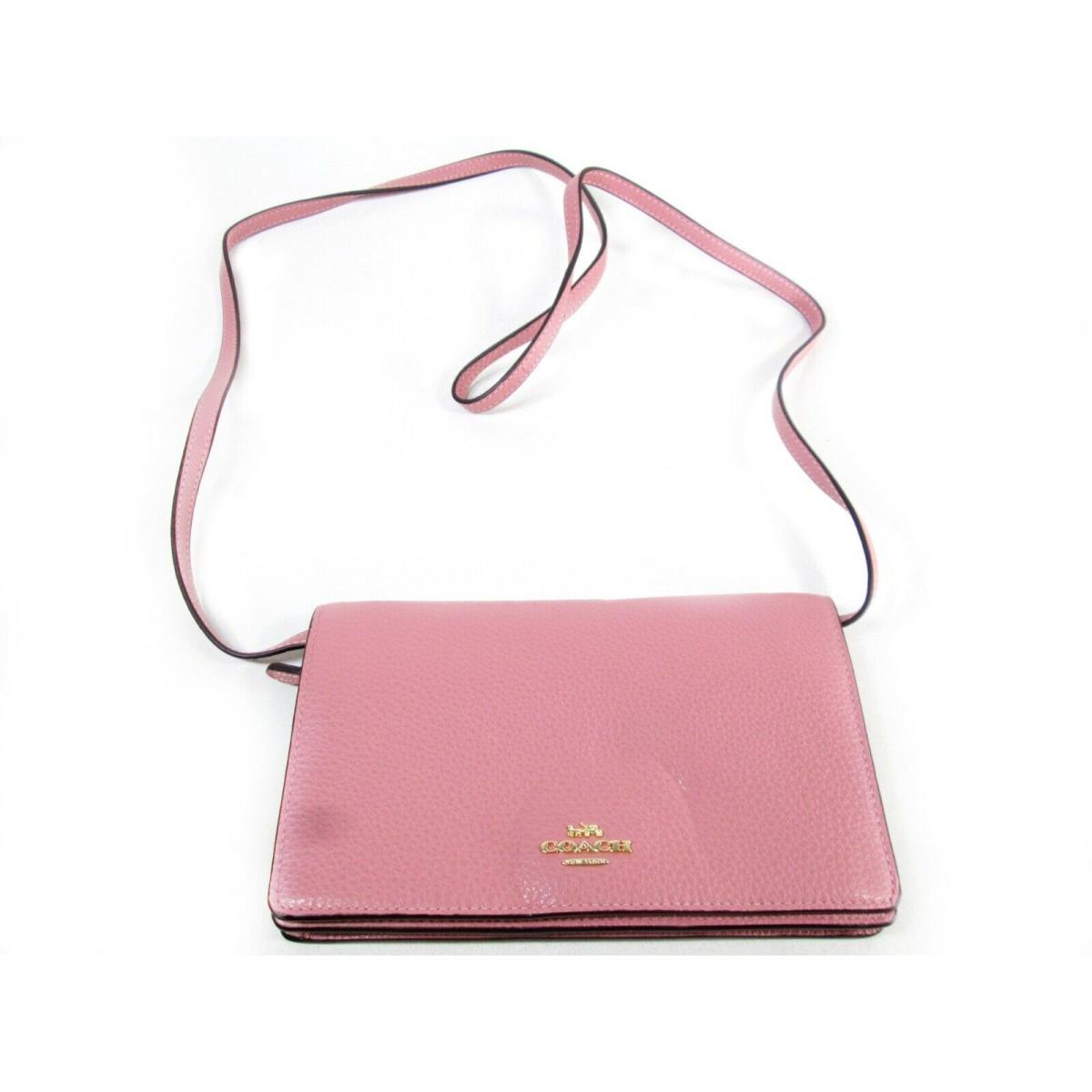 Coach Womens Fold Over Clutch Wallet Pebble Leather Vintage Pink F30256