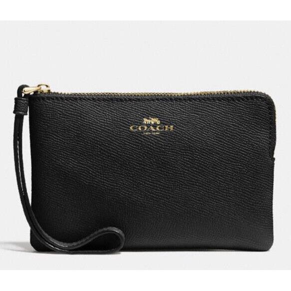 Coach Crossgrain Corner Zip Wristlet Color Black