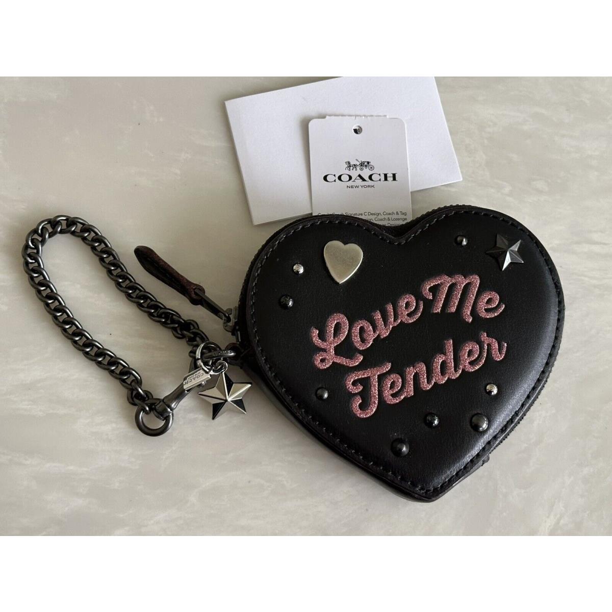 Coach X Elvis Lim Edition Love ME Tender Rivet/studs Black Heart Coin Purse