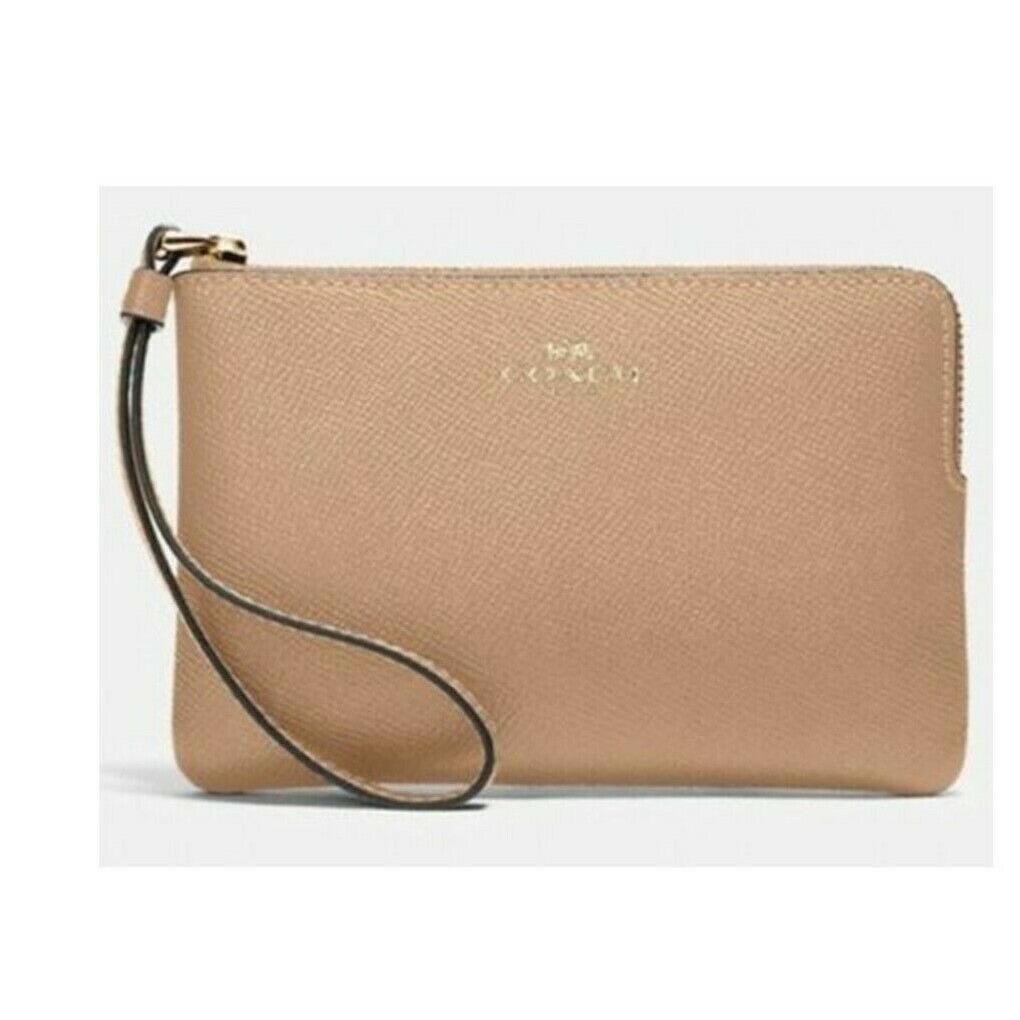 Coach Women`s Gold/taupe Corner Zip Wristlet-58032