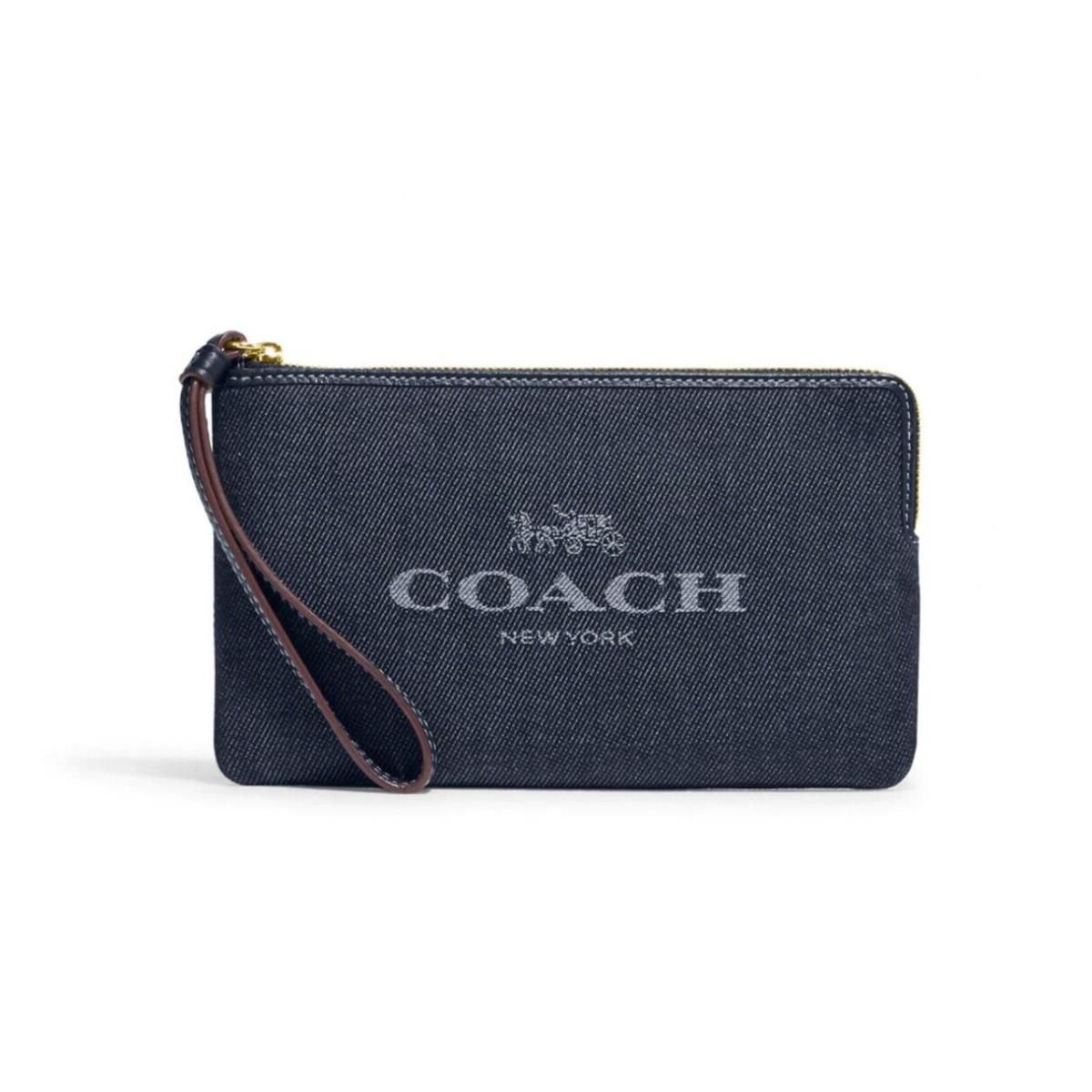 Coach Canvas Large Corner Zip Wristlet Denim Navy CH386