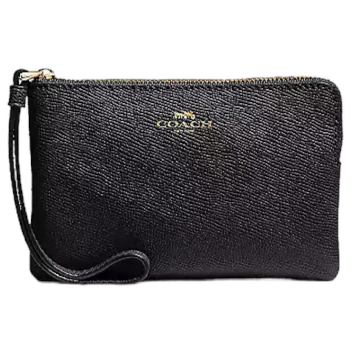 Coach Corner Zip Wristlet Leather Wallet 58032 Gold Black